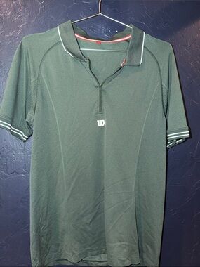 Wilson Green Short-Sleeve Athletic Polo with White Trim